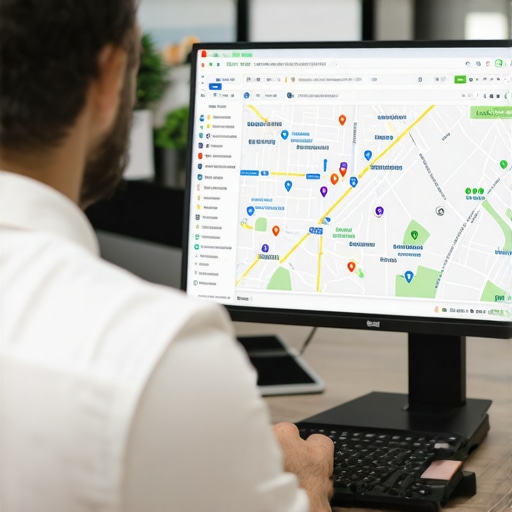 SEO consultant analyzing local search data with Central Valley landmarks in the background.