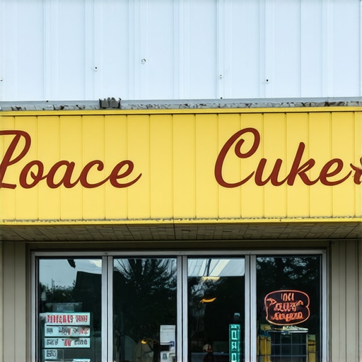 Bakersfield storefront with community engagement and vibrant signage.