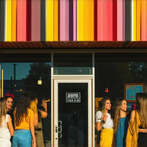 Community members in front of Bakersfield storefront on sunny day