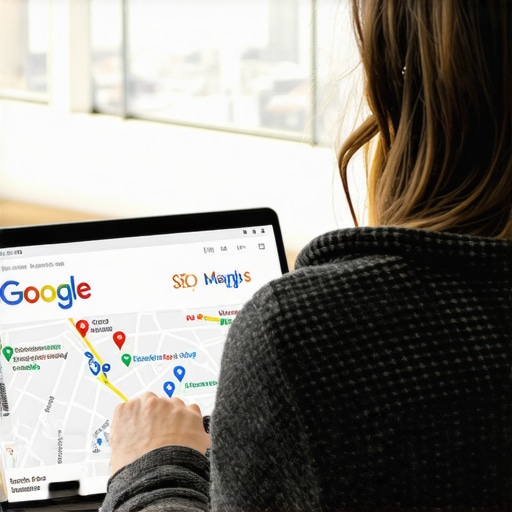 SEO Expert Analyzing Bakersfield Google Maps Rankings SEO professional reviewing Bakersfield local SEO analytics on laptop