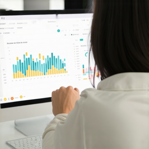 Person analyzing local SEO data on a laptop with Bakersfield city view