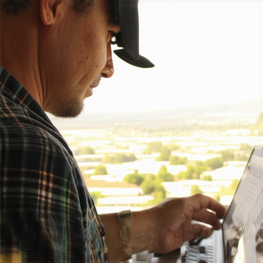 Business owner replying to a Google review on a laptop with Bakersfield in background.