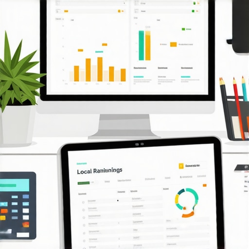 A person analyzing SEO performance metrics on a laptop with charts and graphs.