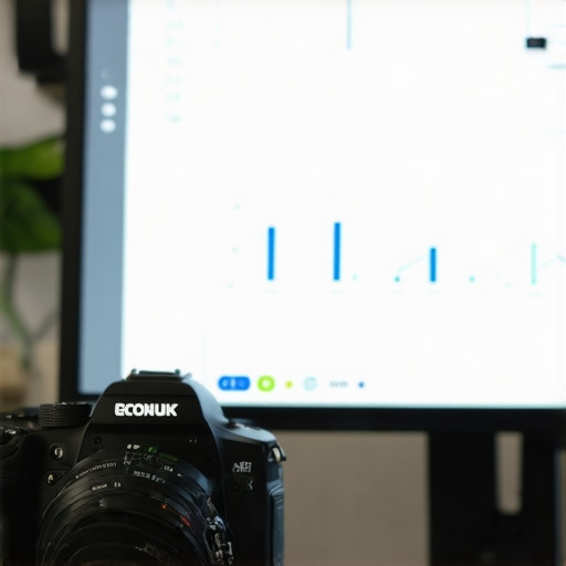 Camera alongside SEO analytics dashboard indicating ongoing local SEO efforts.