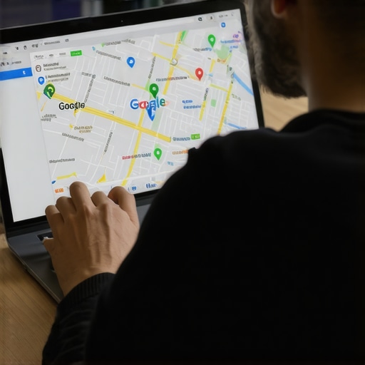Local SEO Maintenance in Action Person working on Google My Business profile on laptop, demonstrating ongoing SEO efforts