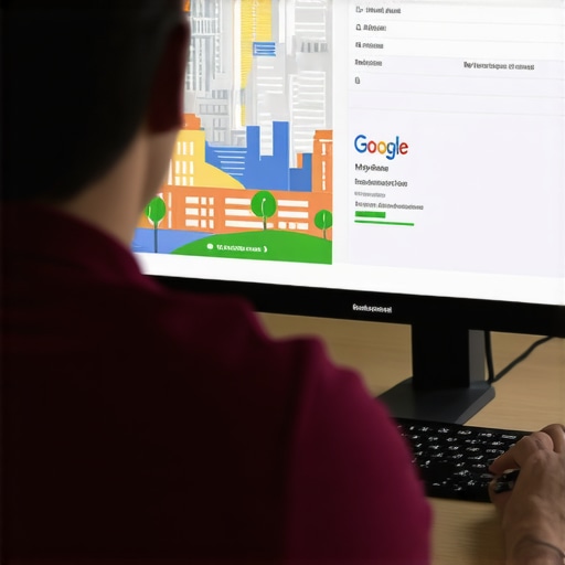 Digital marketer working on Google My Business page with Bakersfield landmarks