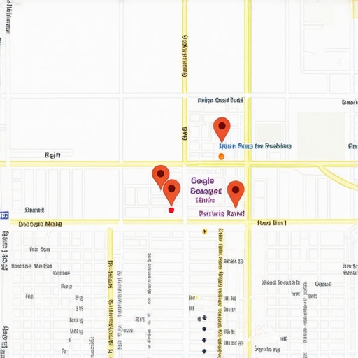 Map highlighting local business rankings in Bakersfield's Google Maps