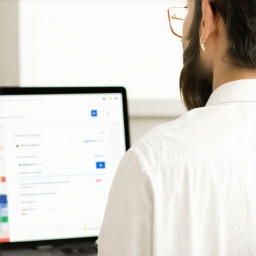A person working on a laptop with local SEO analytics on screen, representing GMB optimization.
