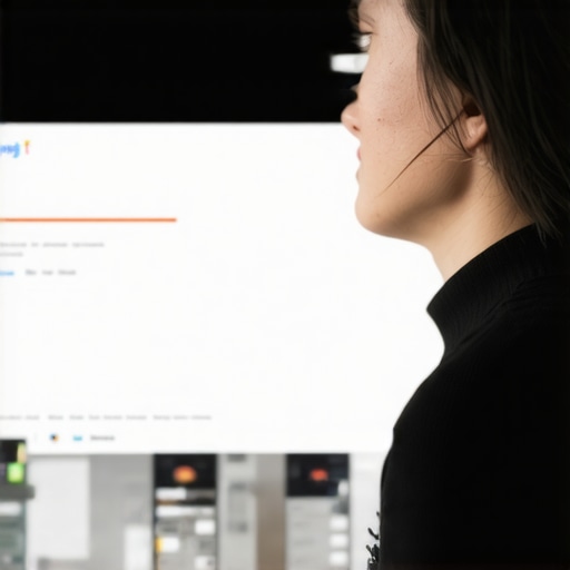 Person updating Google My Business listing on a laptop with Bakersfield cityscape in the background.