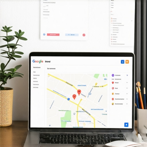 Laptop and smartphone showing local SEO analytics and Google Maps for Bakersfield.